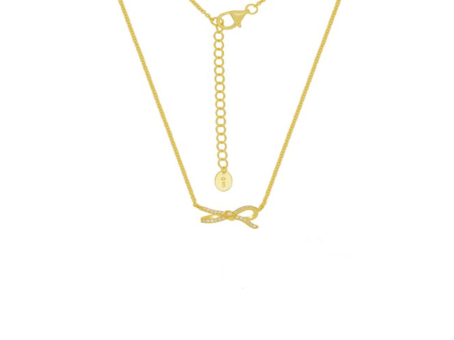 Golden Sparkling Lazo Bow Necklace Necklaces