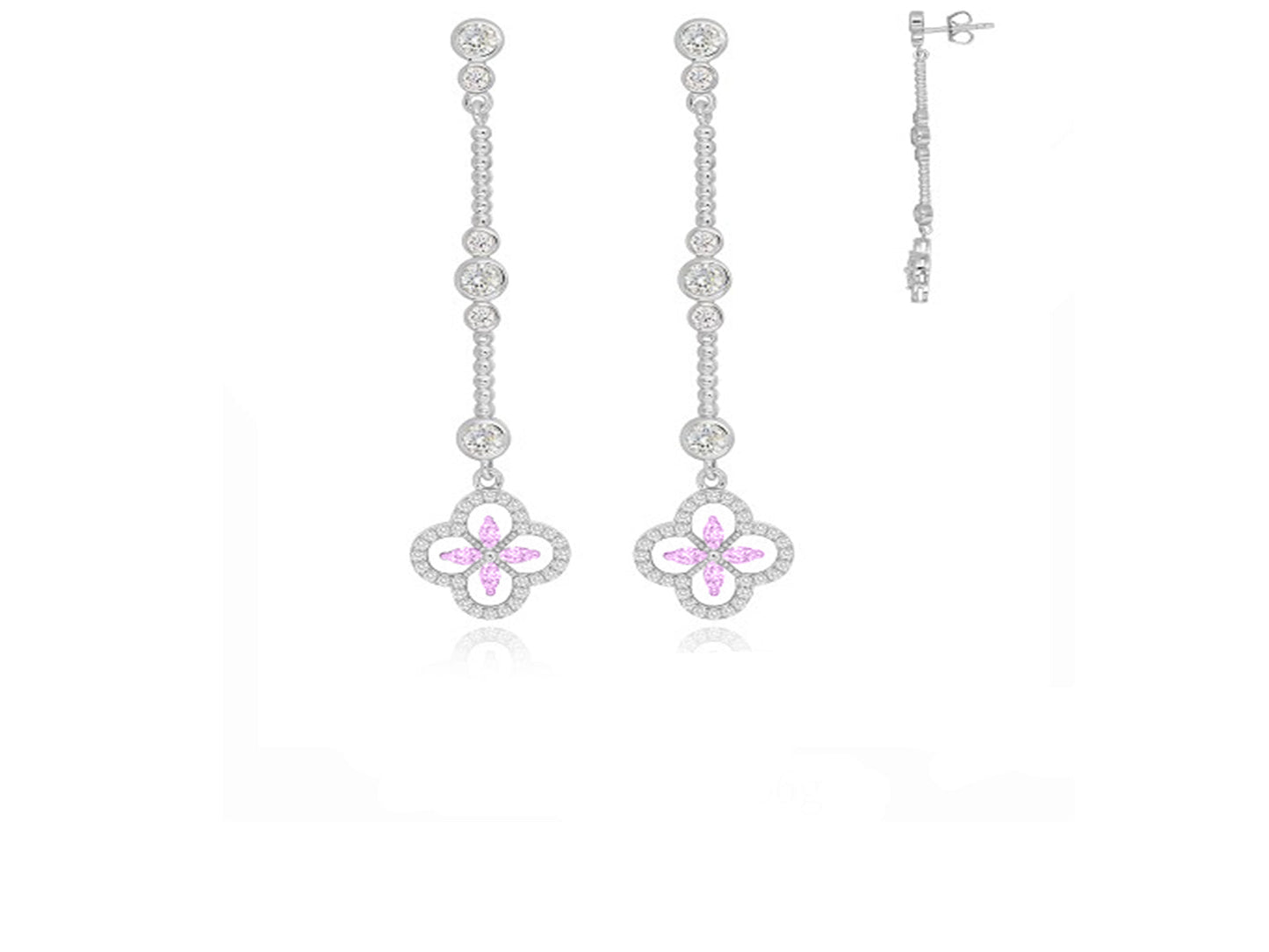 Pink Fleur Bridal Drop Earrings Earrings