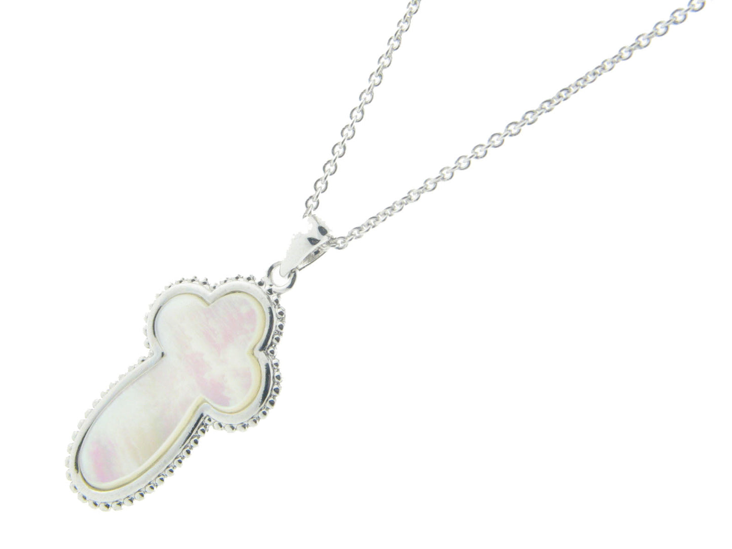 Silver Mother of Pearl Cross Necklace Necklaces