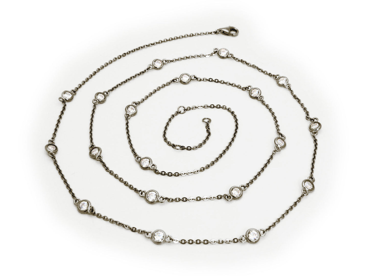 Gunmetal CZ by the Yard Chain, 30" Necklaces