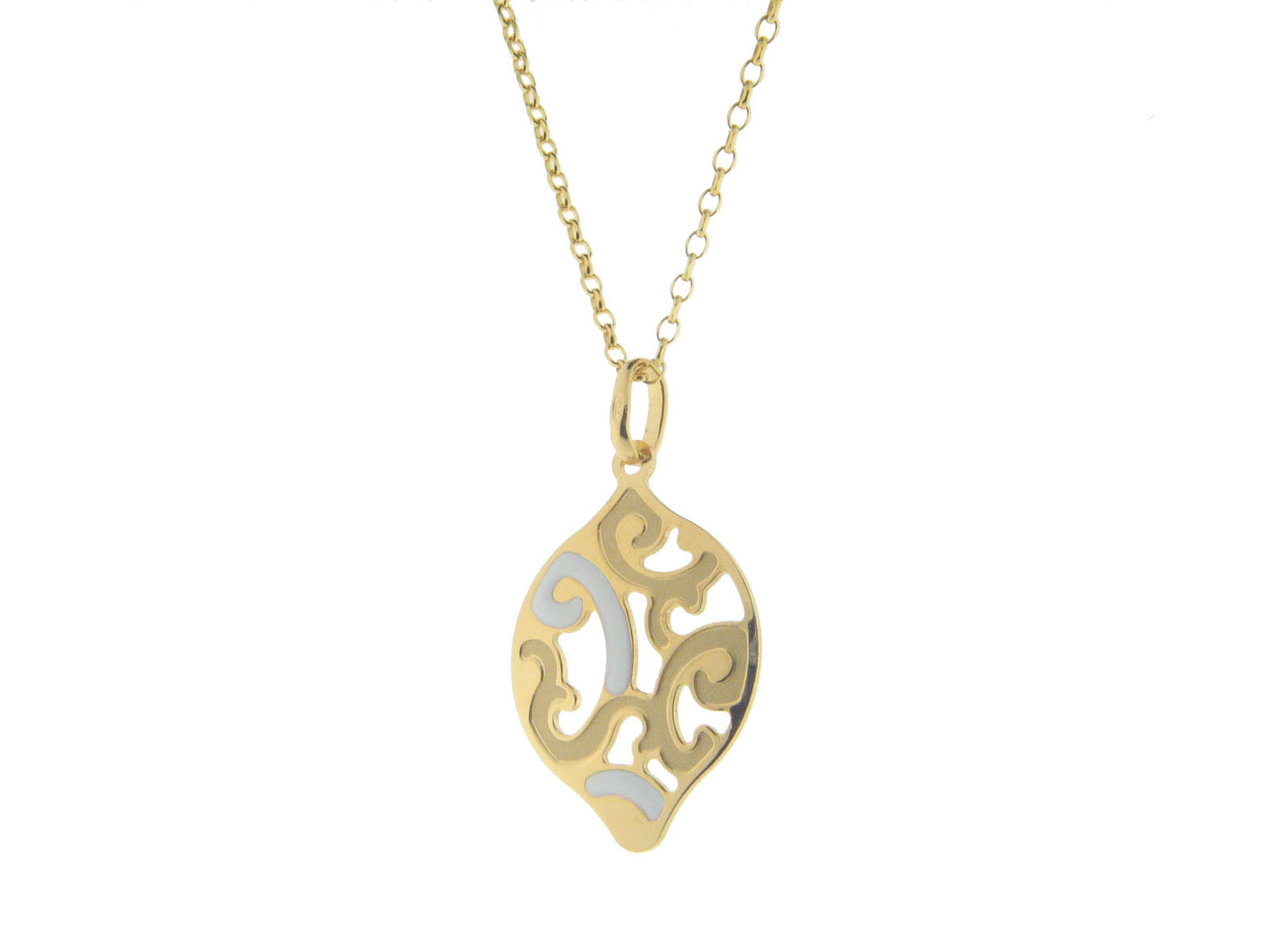 Estruscan White Almond Swirls Necklace in Sterling Silver Necklaces