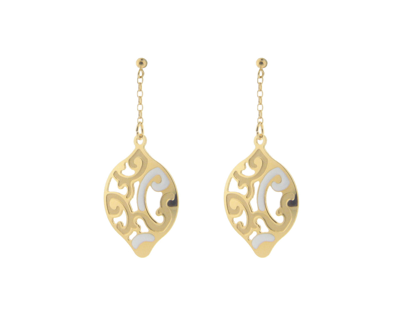 Estruscan White Almond Swirls Earrings in Sterling Silver Earrings