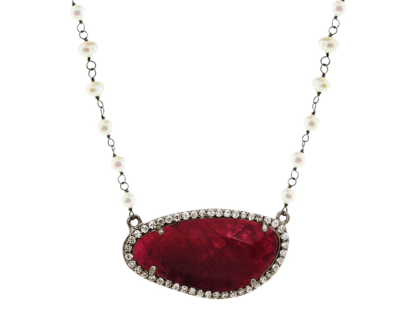 Ella Signature Ruby & Pearls Necklace Necklaces