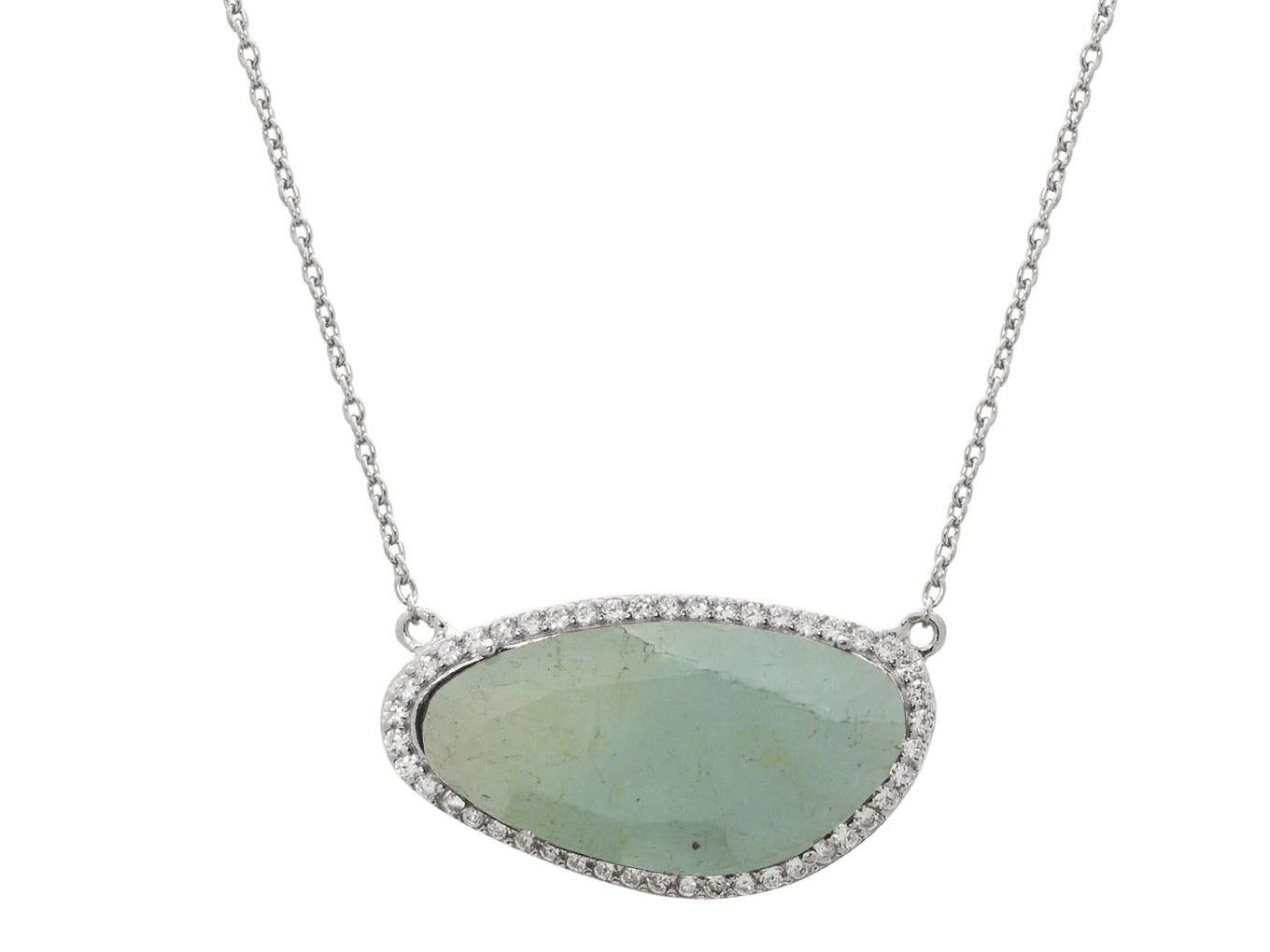 Sparkling Aquamarine Stone Slice Necklace Necklaces