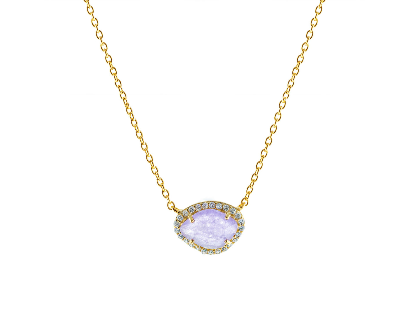 Mini Purple Stone Slice Necklace Necklaces