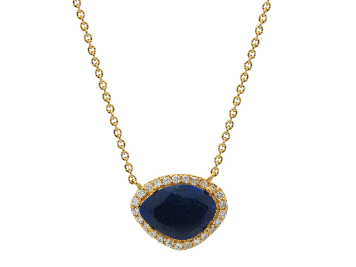 Mini Blue Sapphire Slice Necklace Necklaces