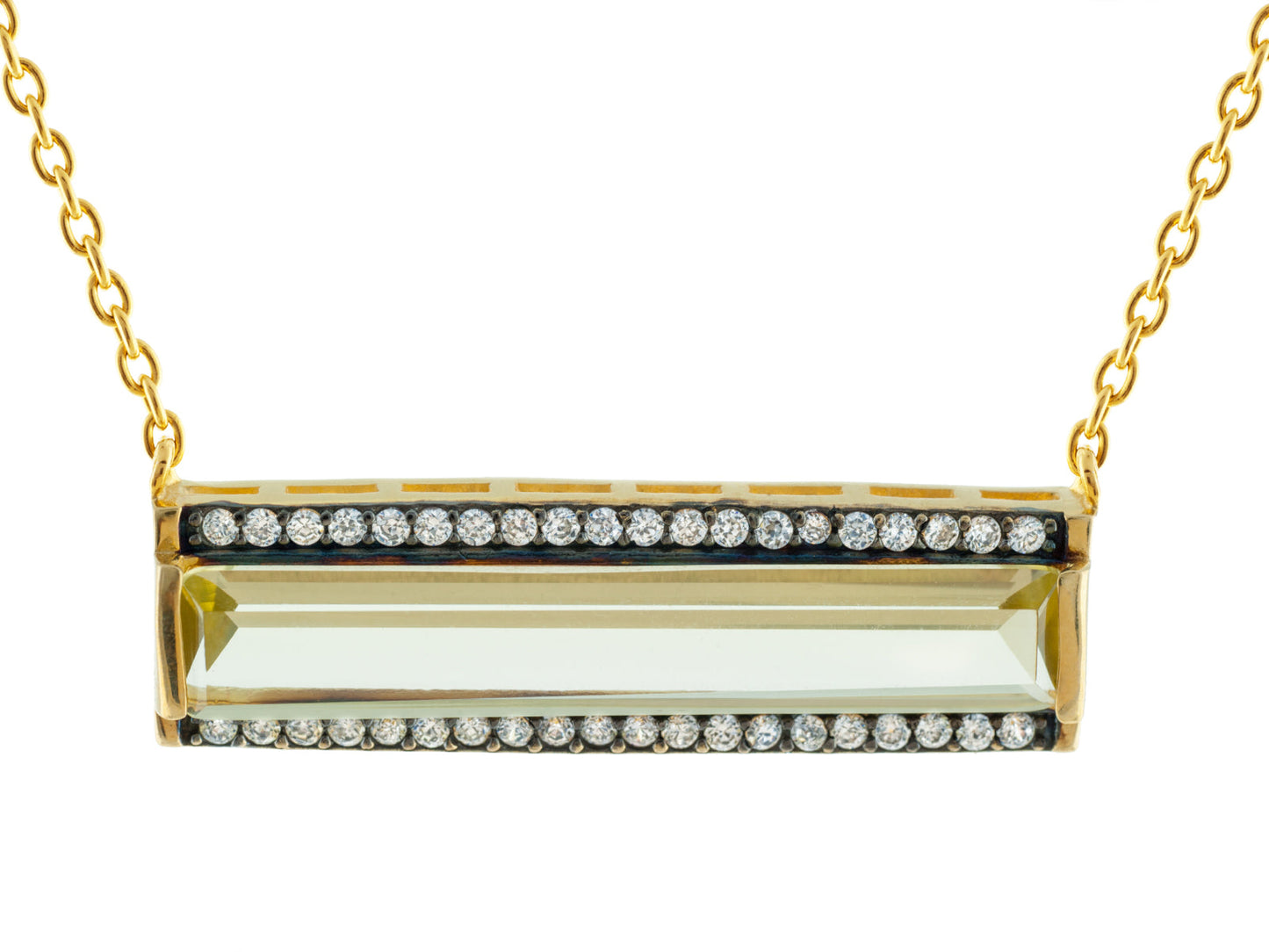 Yellow CZ Flash Bar Necklace Necklaces