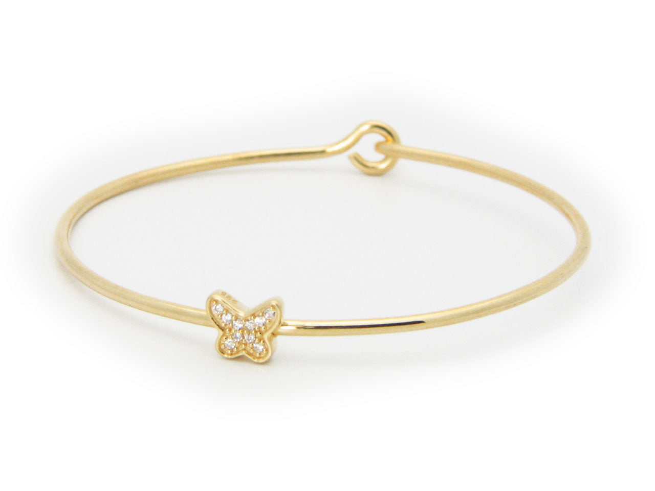Thin CZ Golden Butterfly Bangle Bracelets