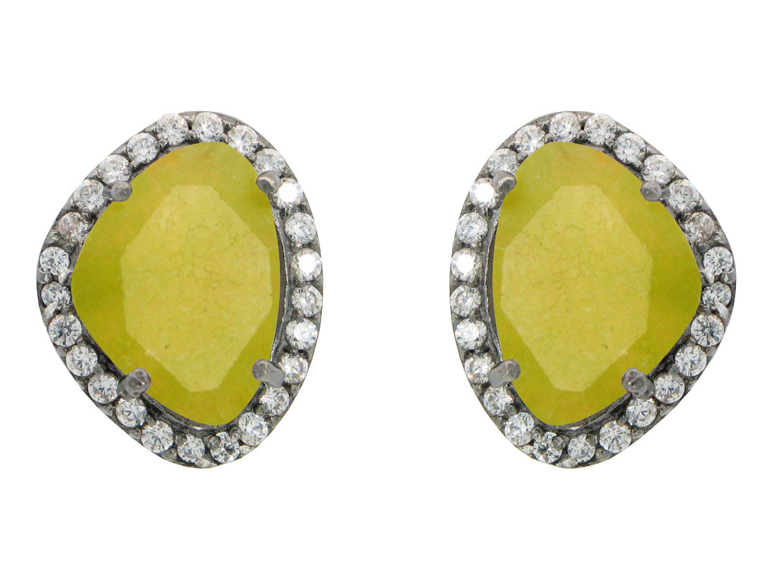 Gunmetal Lime Stud Earrings Earrings