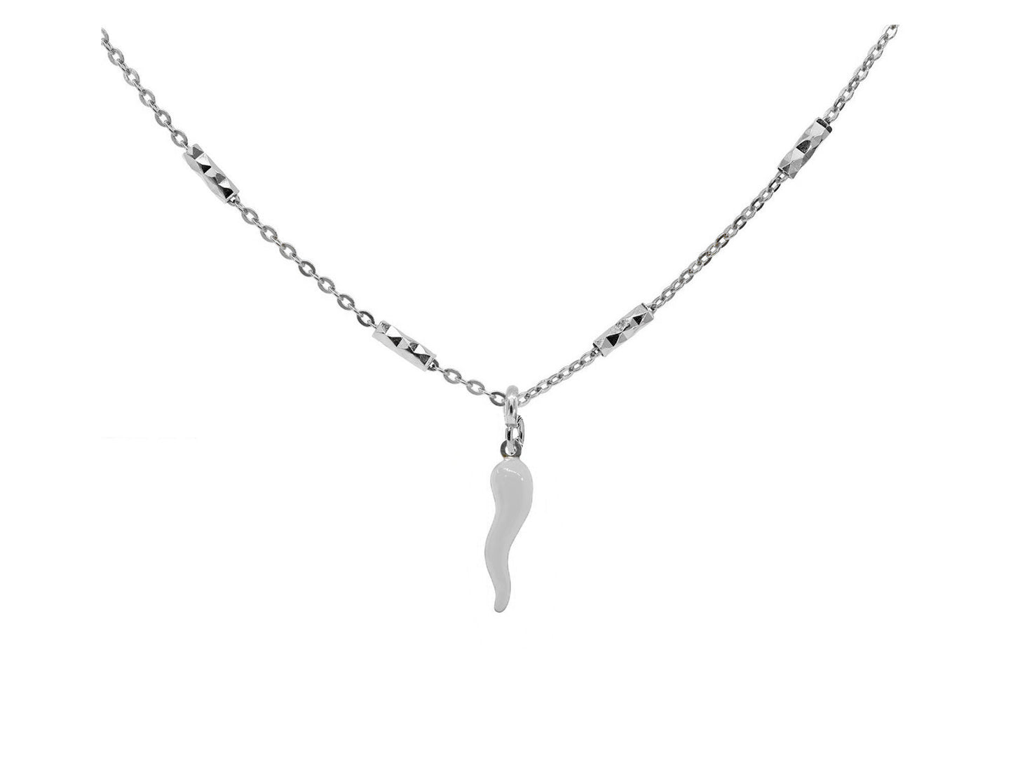 White Italian Horn Necklace Necklaces