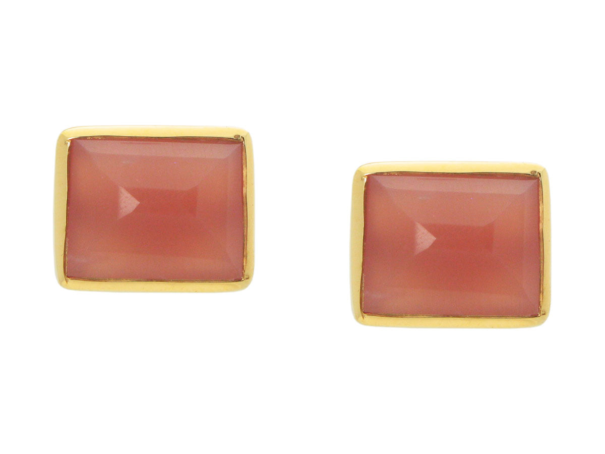 Peach Chalcedony Stud Earrings Earrings