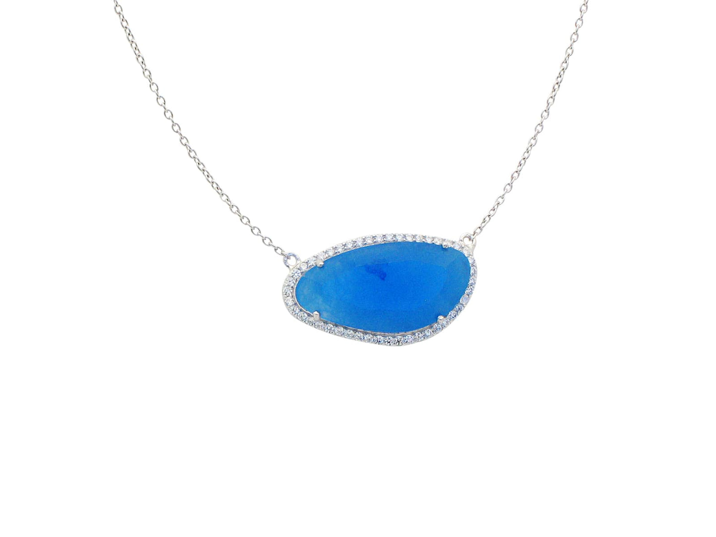 Milky Blue Stone Slice Necklace Necklaces