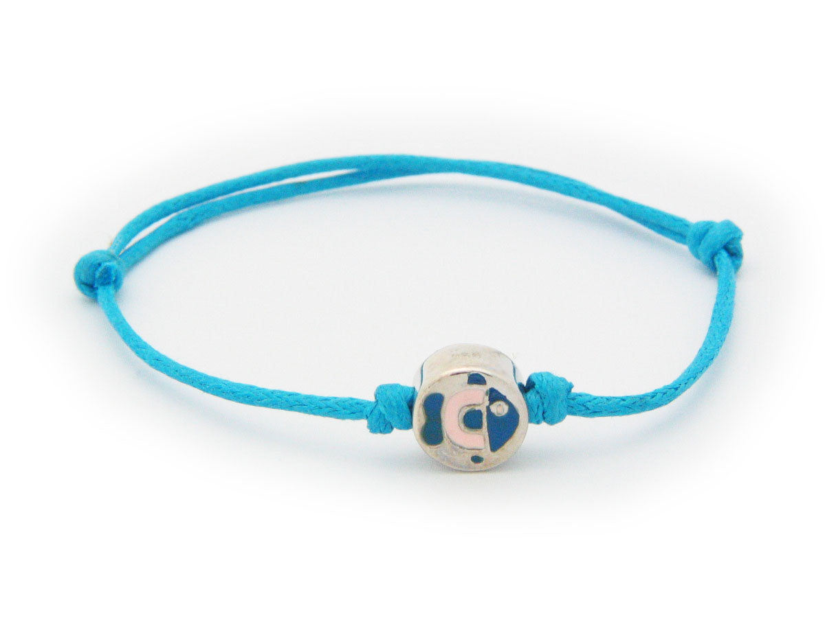 BecKids Blue Cord Bracelet Little Boy Enamel Charm Sterling Silver, Adjustable Bracelets