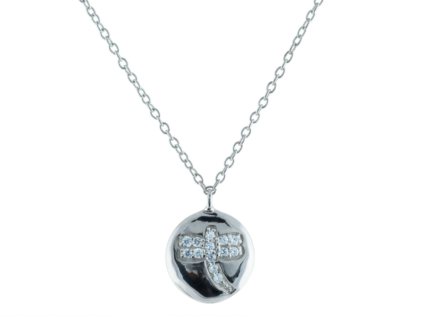 Sparkling Dragonfly Disc Necklace Necklaces