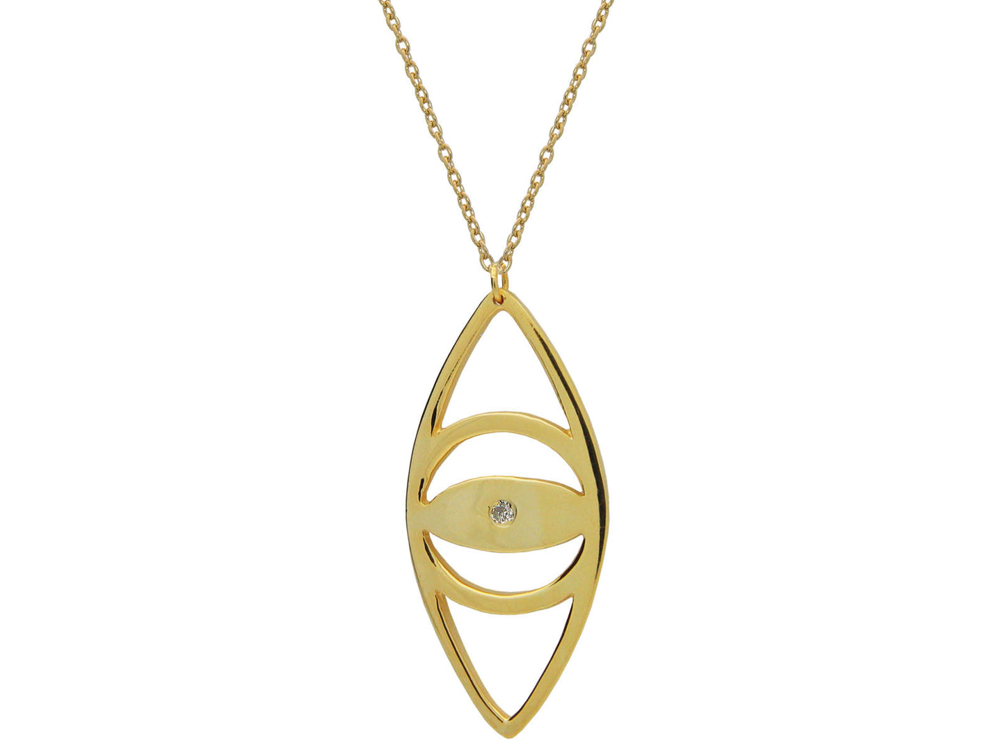 Large Golden Evil Eye Pendant Necklace Necklaces