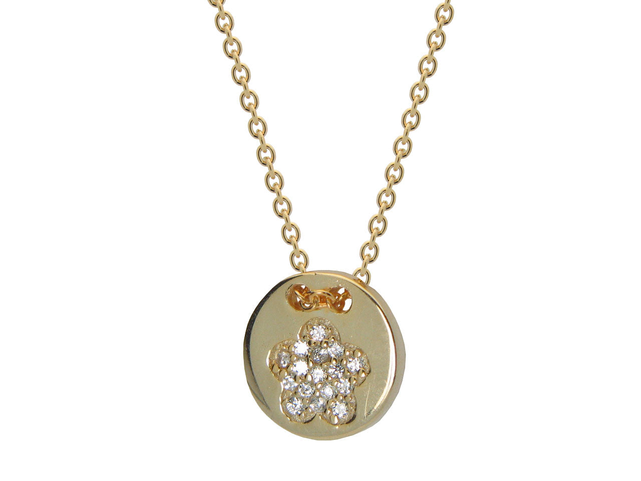 Silver Gold Plated Cz Flower 10mm Disc 15.5"+ 1.5" Necklace Necklaces