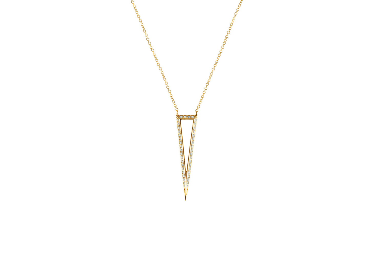 Sparkling CZ 3D Open Triangle Pendant Necklace in Gold Plated Sterling Silver, 20"+2 Necklaces