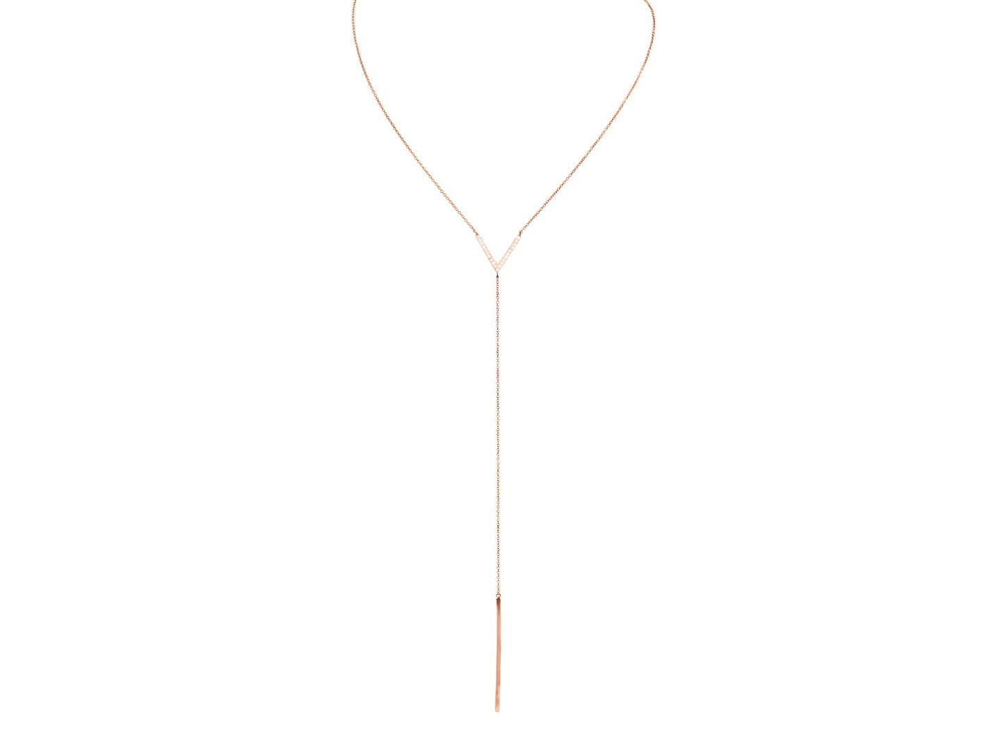 Rose Gold Sterling Silver Y Necklace : Length, 20-22 Inches Necklaces