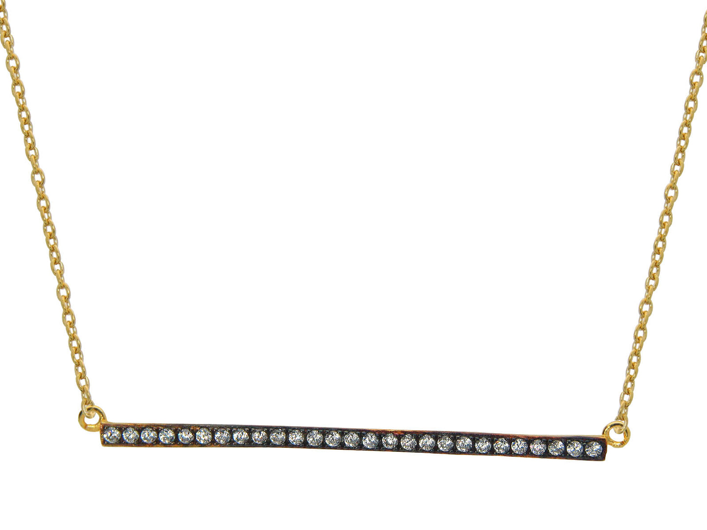 Sparkling Black Bar Golden Necklace, 16" + 1" Necklaces