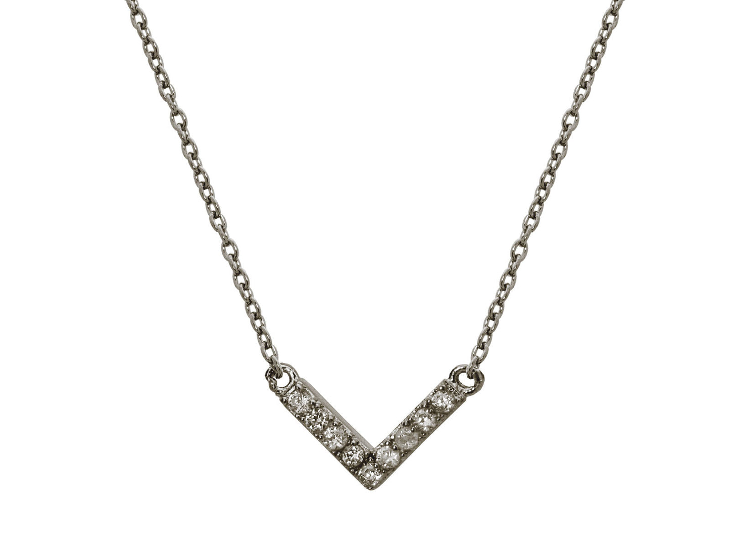 Gunmetal Black Chevron "V" Cubic Zirconia Necklace in Sterling Silver Necklaces