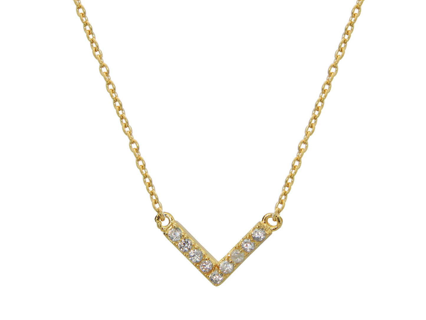 Sparkling CZ Gold Chevron Necklace Necklaces