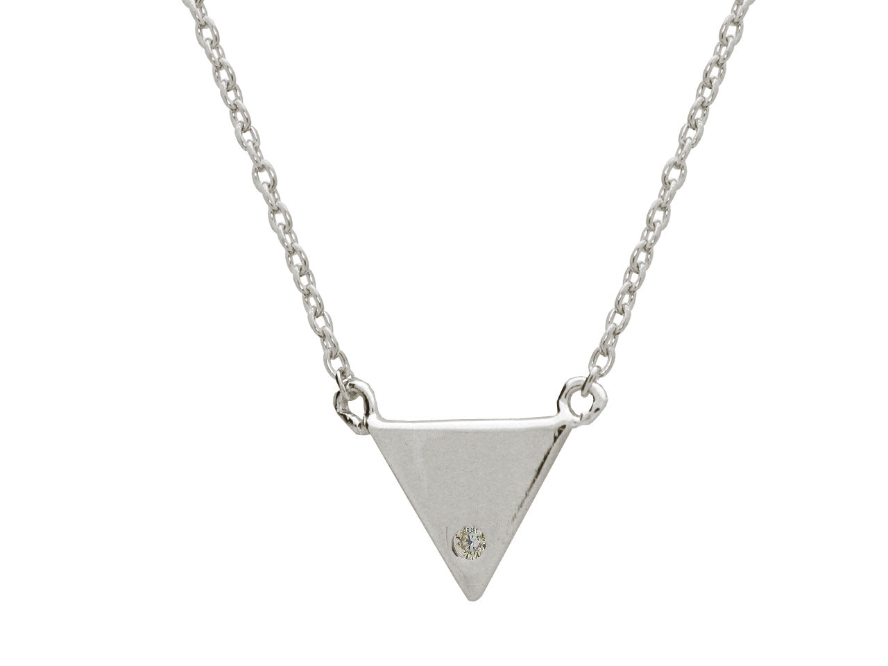 Mini Triangle & CZ Necklace, 15" +1" Necklaces