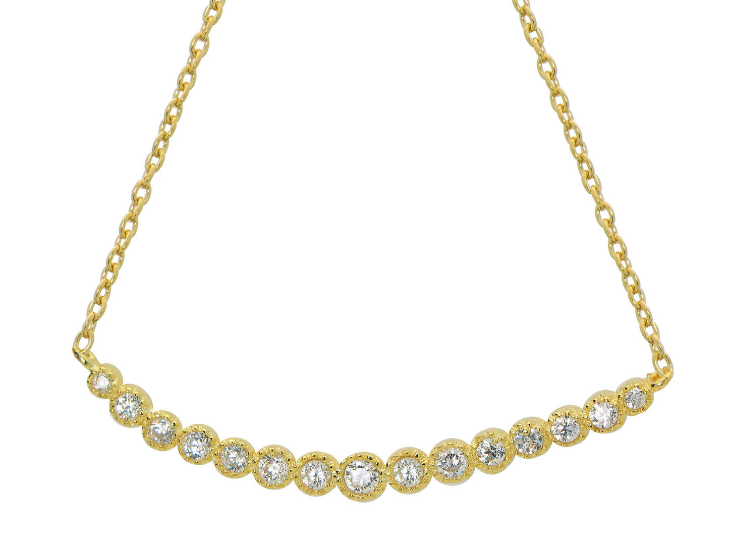 Golden Princess Smile Curved Bar Necklace Necklaces