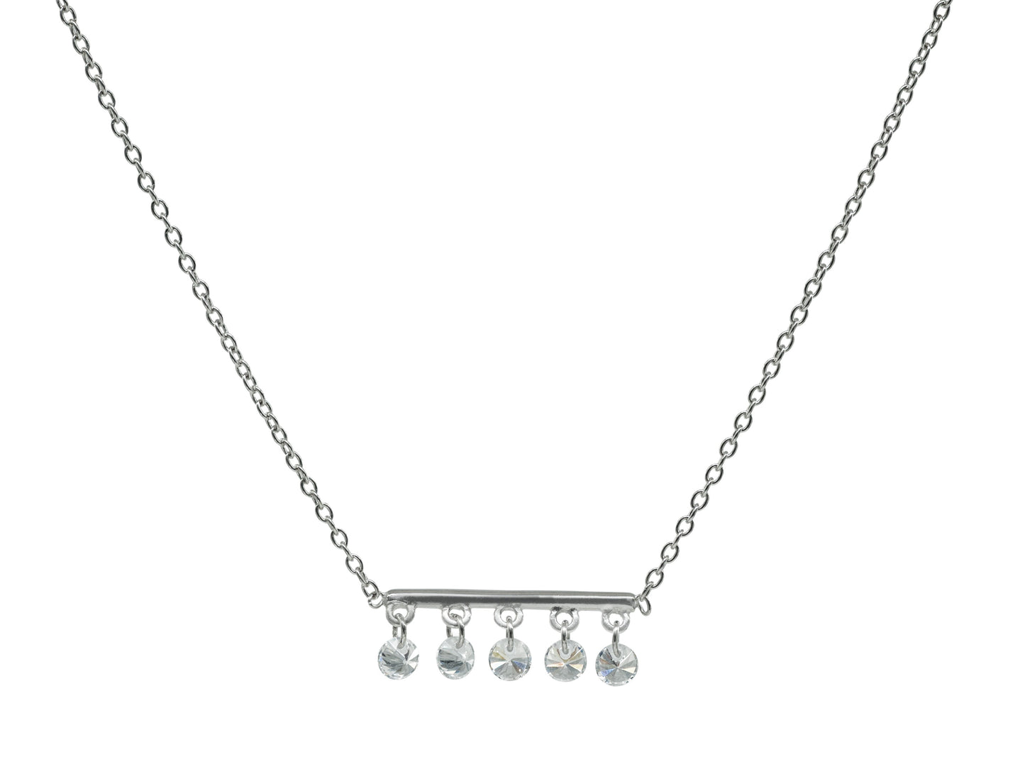 Thin Briolette CZ Bar Necklace Necklaces
