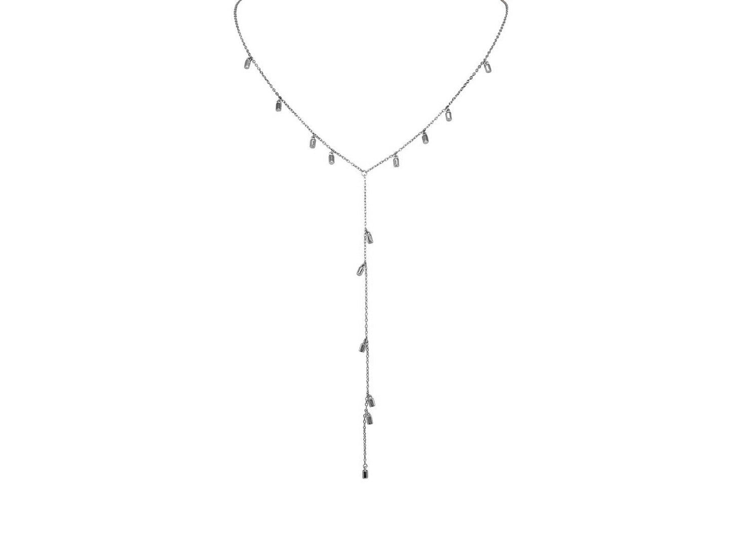 Dangling Silver Tubes Lariat Necklace Necklaces