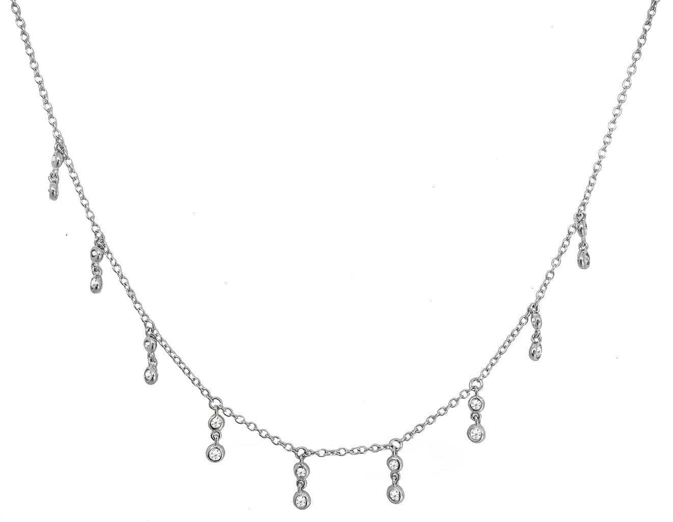 Stacked Nude Brilliance Choker Optional Station Necklace (Silver) Necklaces