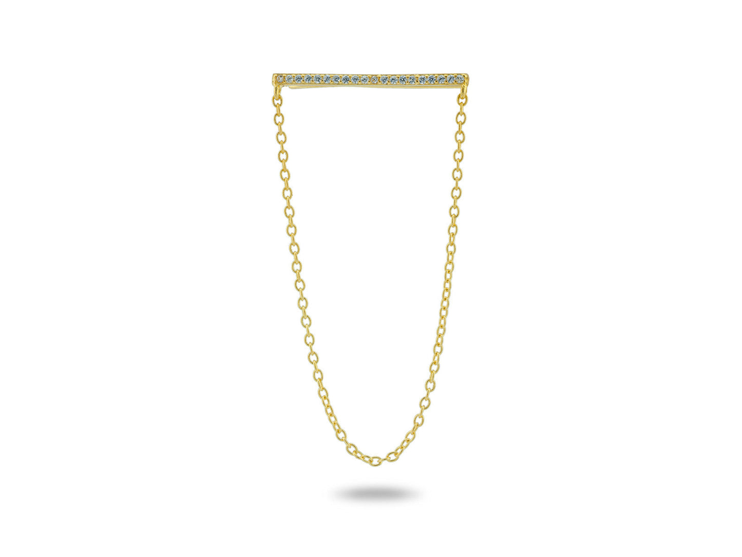 Golden Horizontal Chain Bar Earrings Earrings