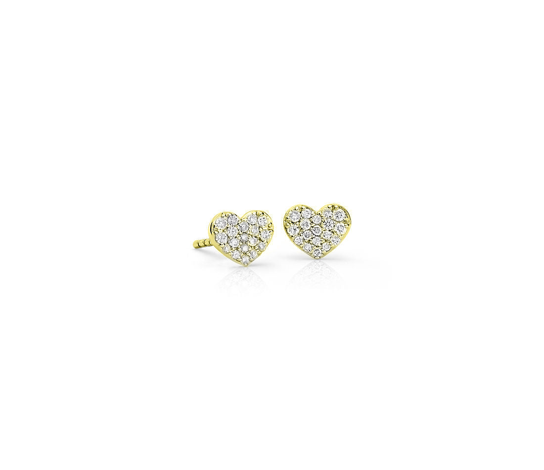 Mini Sparkling Heart Stud Earrings (Silver) Earrings