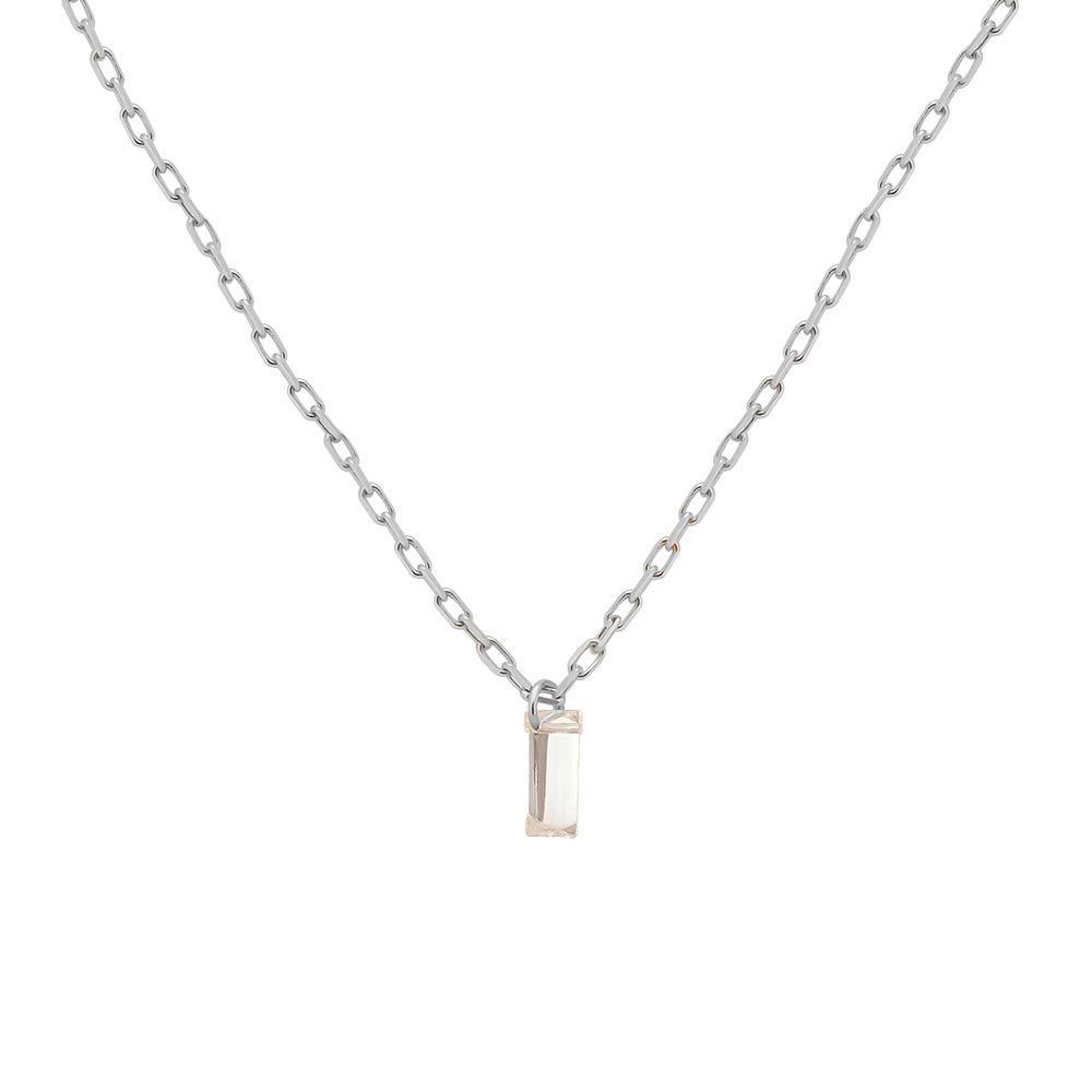 18k White Gold Mini Baguette Diamond Necklace Necklaces