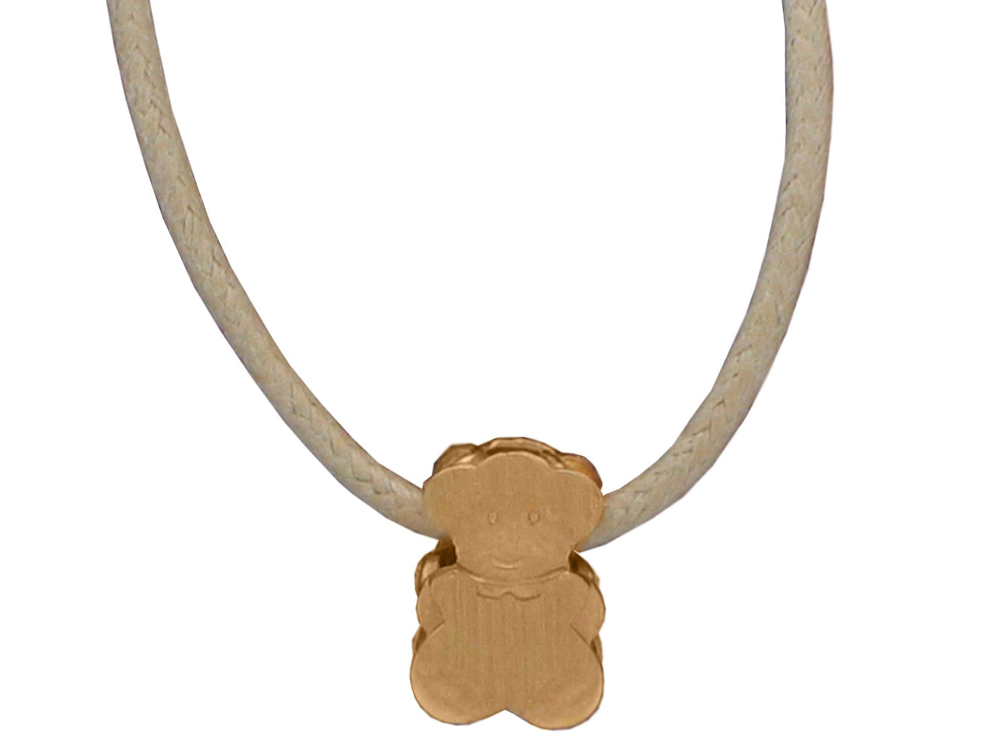 18k Yellow Gold Mini Doll Beige Cord Necklace Necklaces