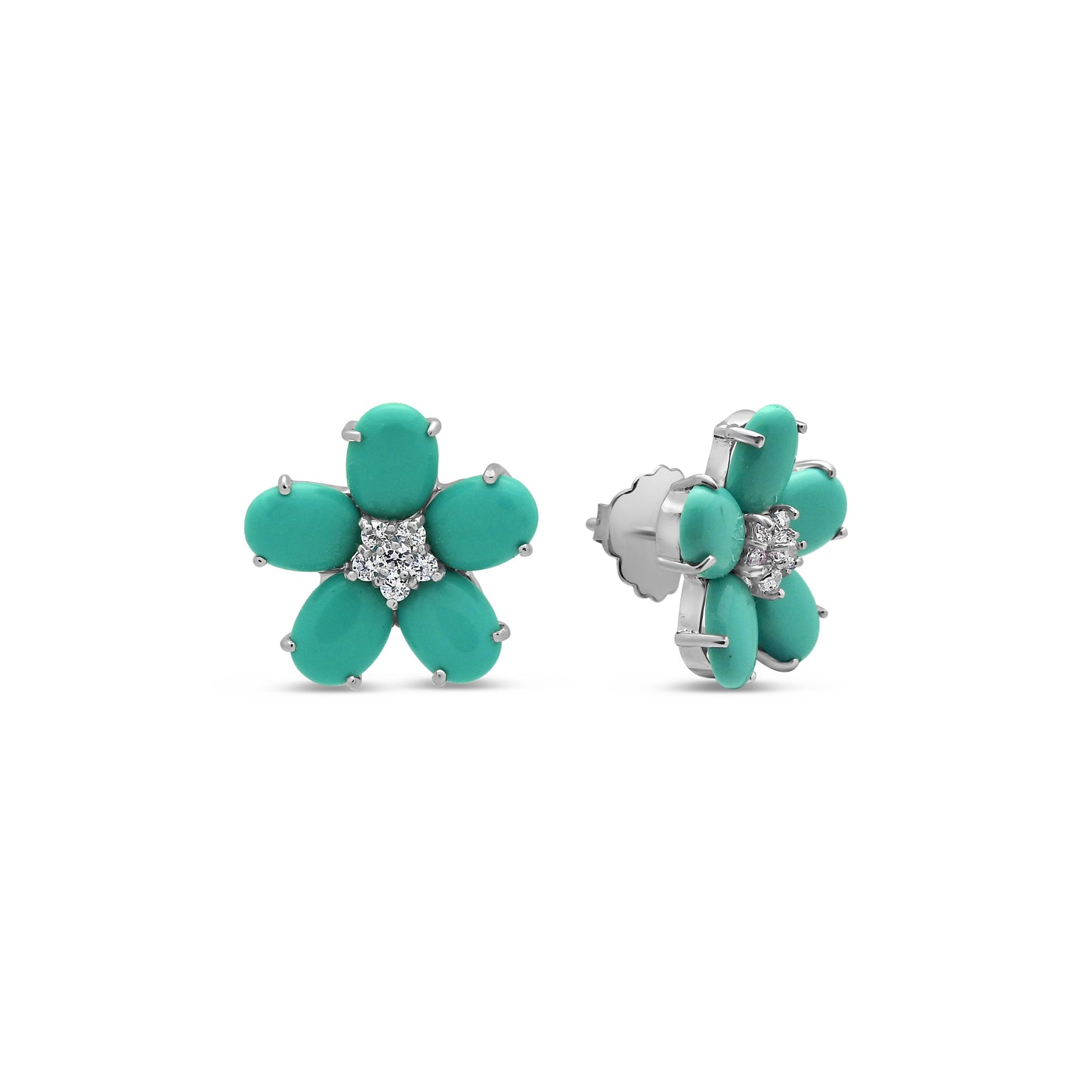 Turquoise Flower Stud Earrings Earrings