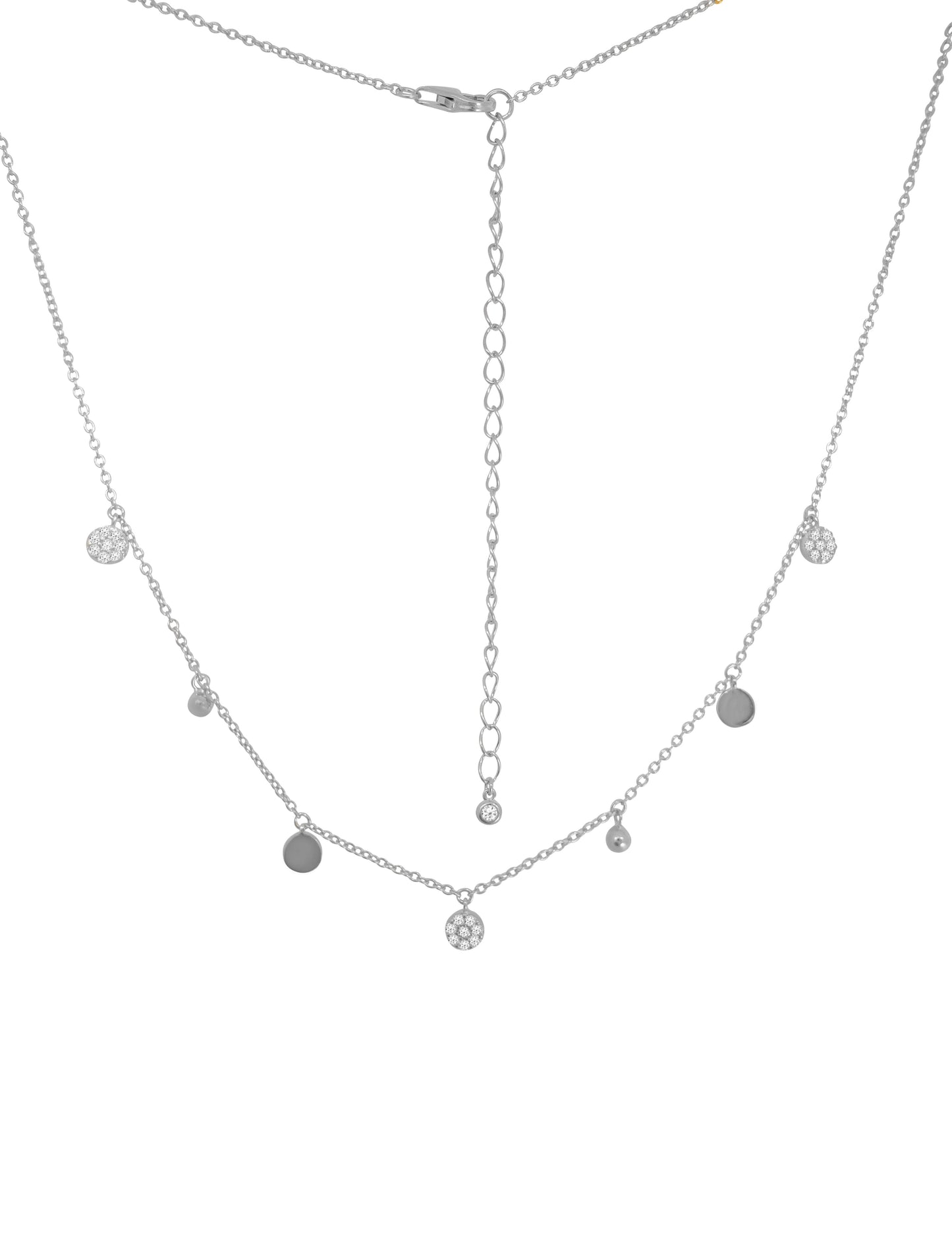 Sparkling Mismatched Disc Necklace (Silver) Necklaces