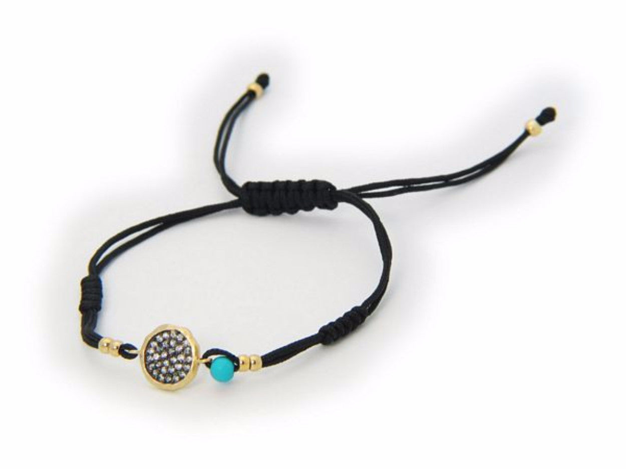 Minimalistic Cz Disk Black Cord Bracelet Silver Gold Plated Bracelet Bracelets