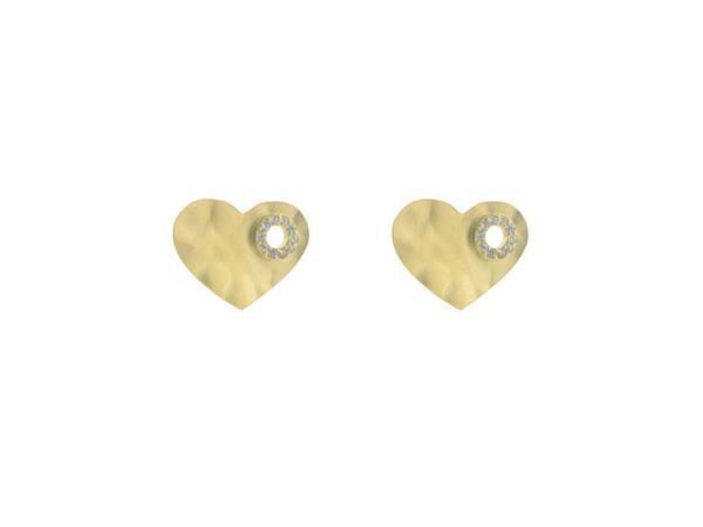 Signature Golden Hammered Heart Stud Earrings Earrings