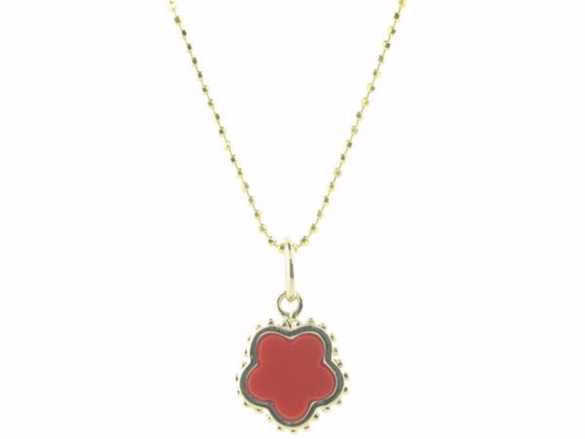 Coral Flower Pendant Necklace in Gold Plated , 16" Chain Necklaces