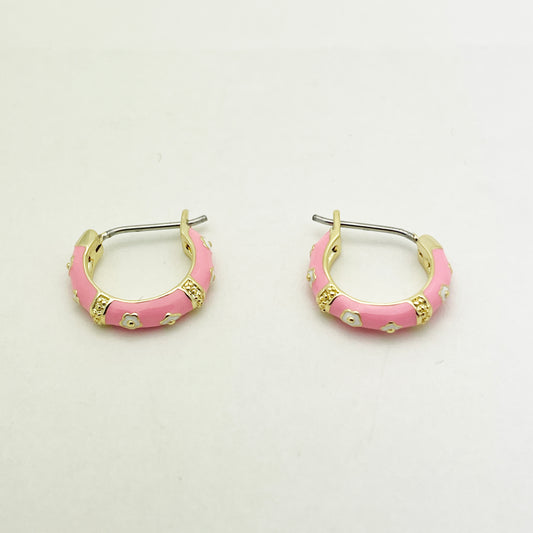 Pink Rainbow Hoop Earrings 14mm (Surgical Steel Post) Earrings