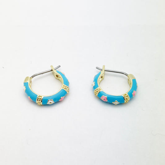 Blue Rainbow Hoop Earrings 14mm (Surgical Steel Post) Earrings