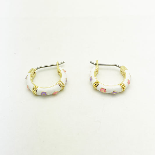 White Rainbow Hoop Earrings 14mm (Surgical Steel Post) Earrings