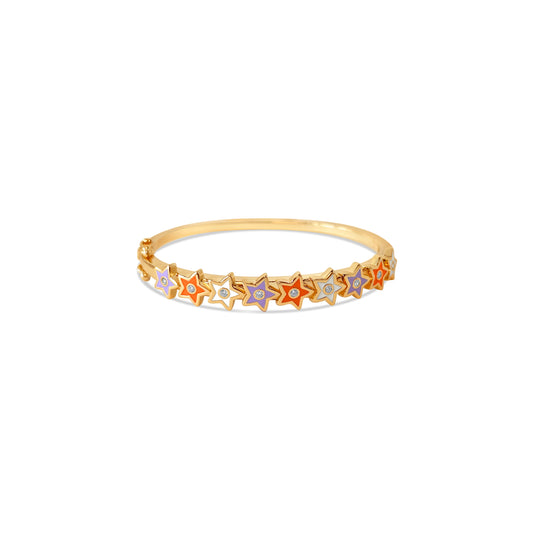 Children's Bangle Bracelet | Colorful CZ Stars | 18k Gold Plated Brass (Nickel Free) | 50mm Bracelets