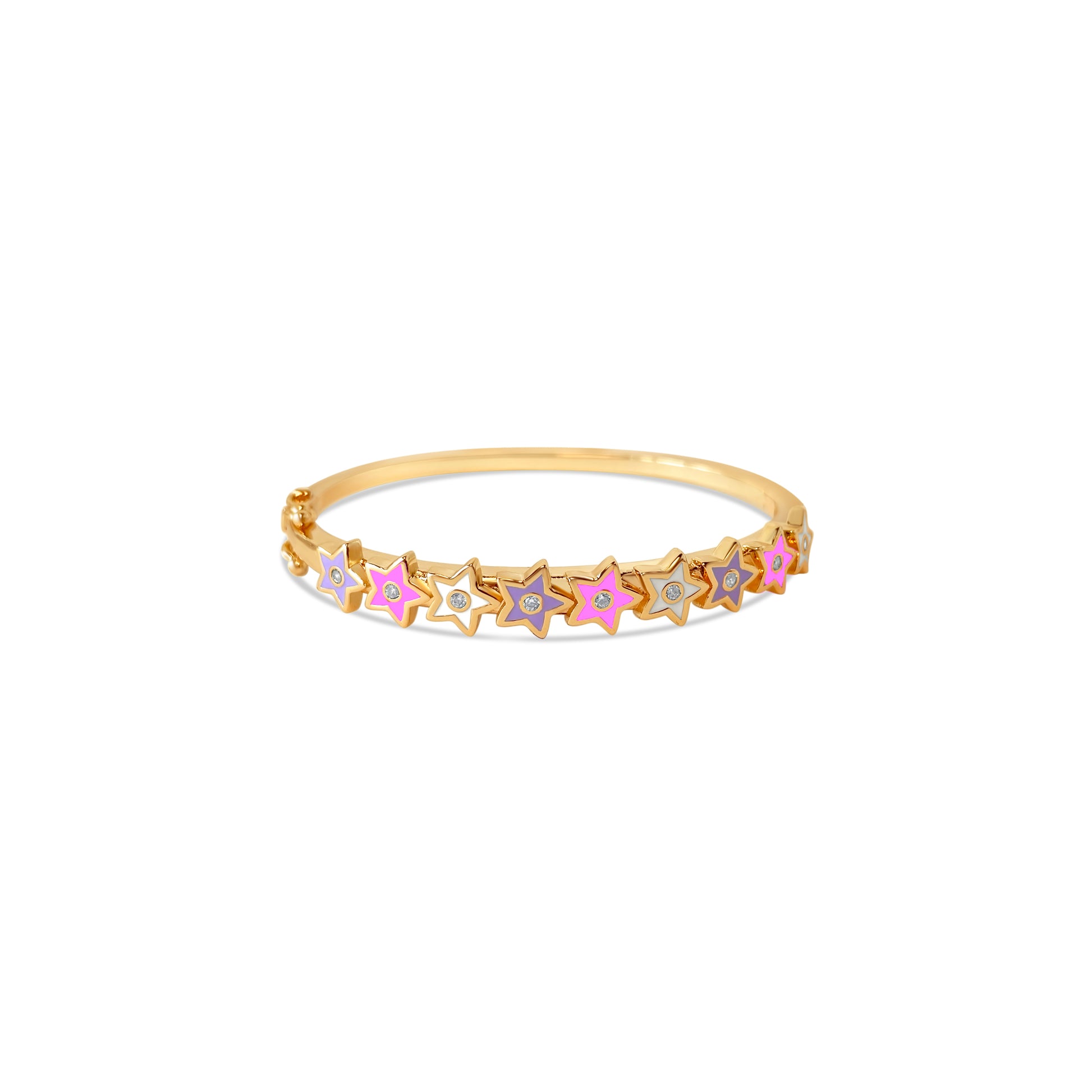 Children's Bangle Bracelet | Colorful CZ Stars | 18k Gold Plated Brass (Nickel Free) | 50mm Bracelets