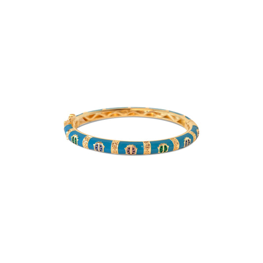 BecKids Rainbow Bumble Bees Turquoise Enamel Bangle (55mm) Bracelets