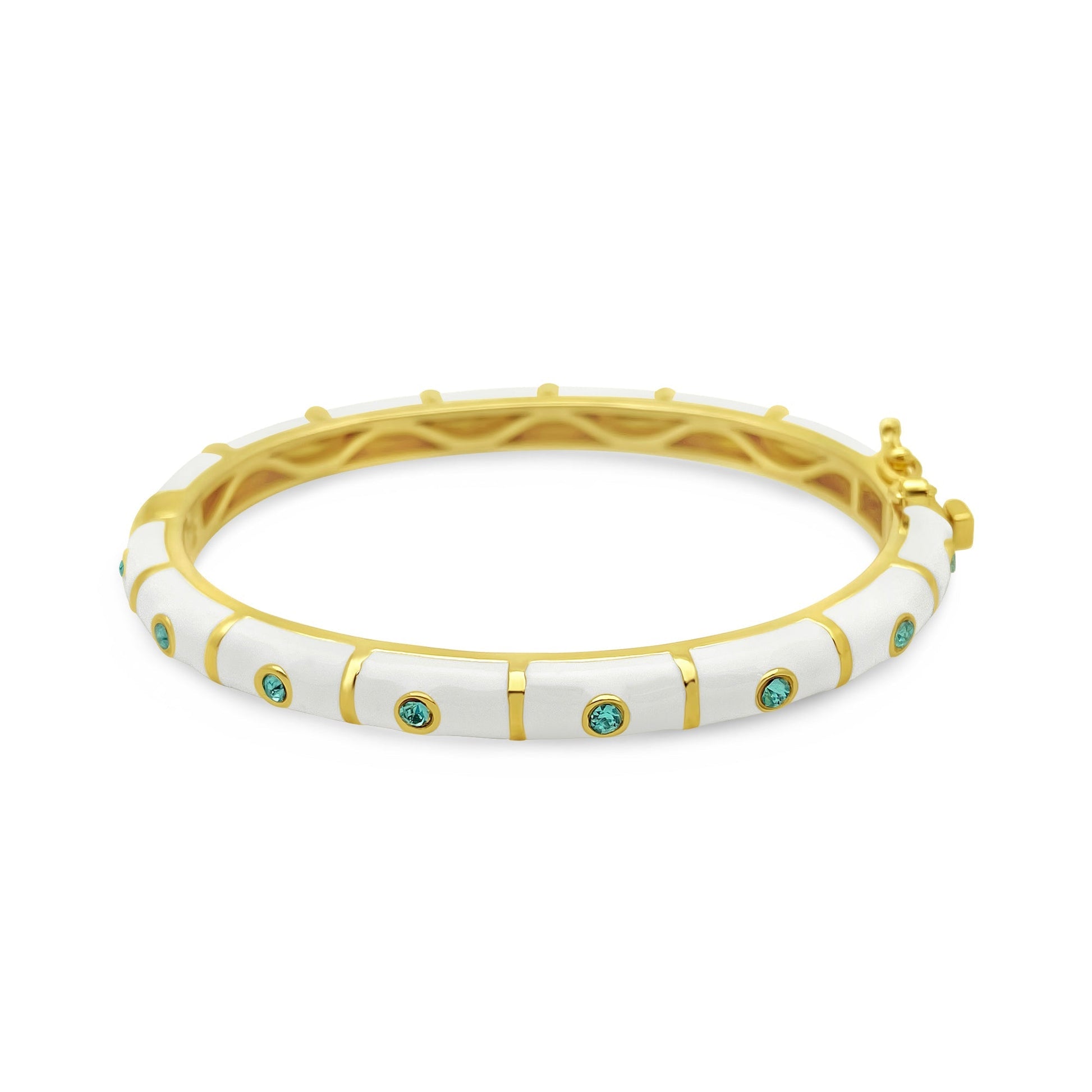 White Enamel Blue CZ Dots Bangle (50mm) Bracelets