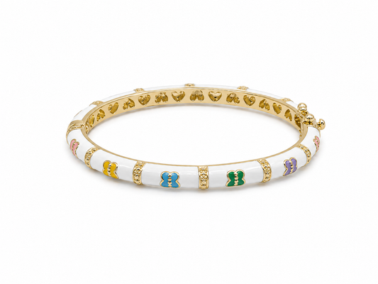 Enamel Bangle Bracelet Rainbow Butterflies
