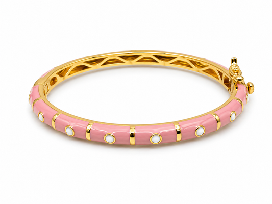 Enamel Bangle Bracelet White Dots
