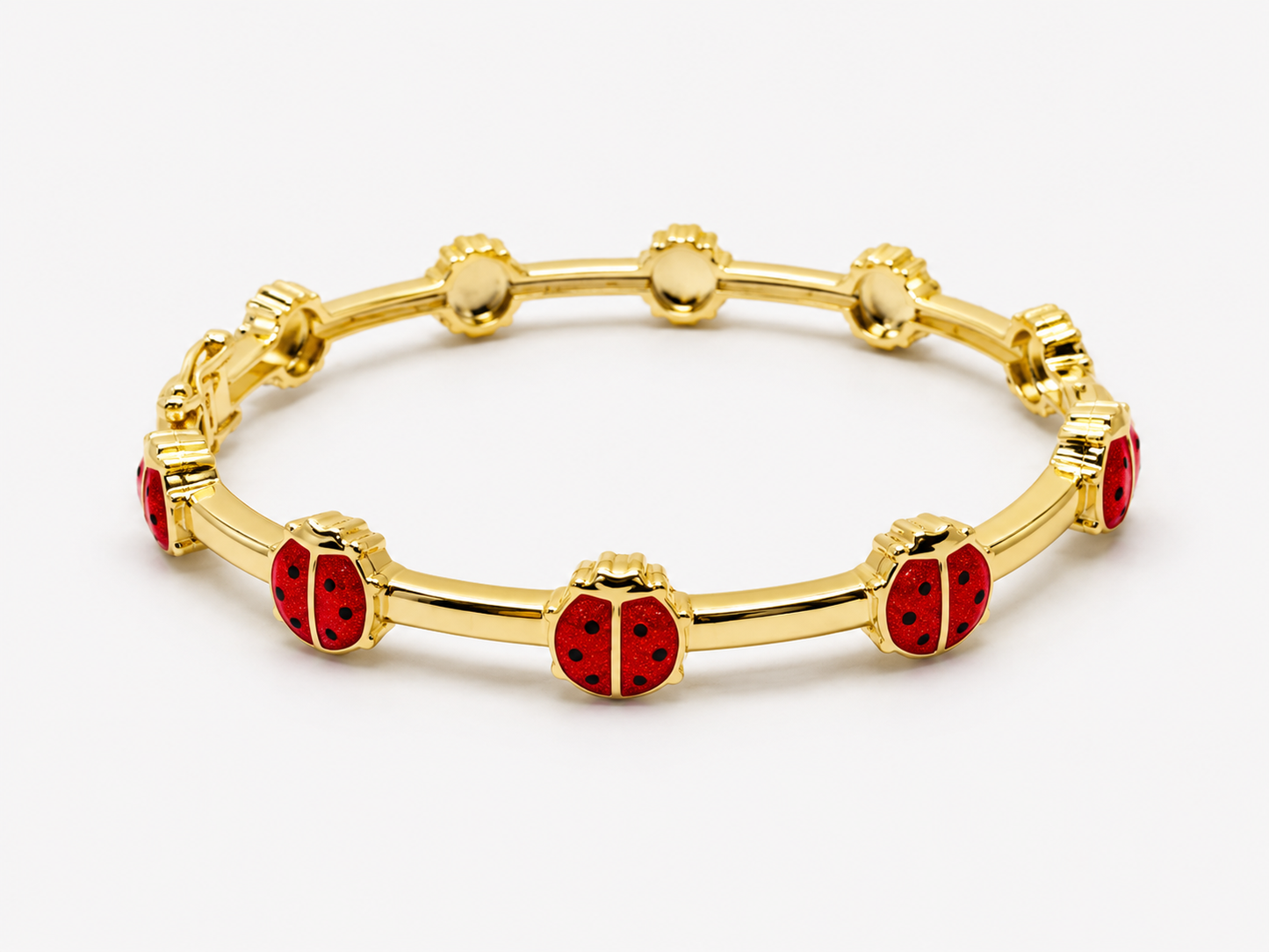 Enamel Bangle Bracelet Red Bumble Bee
