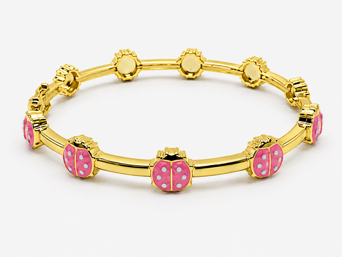 Enamel Bangle Bracelet Pink Bumble Bee